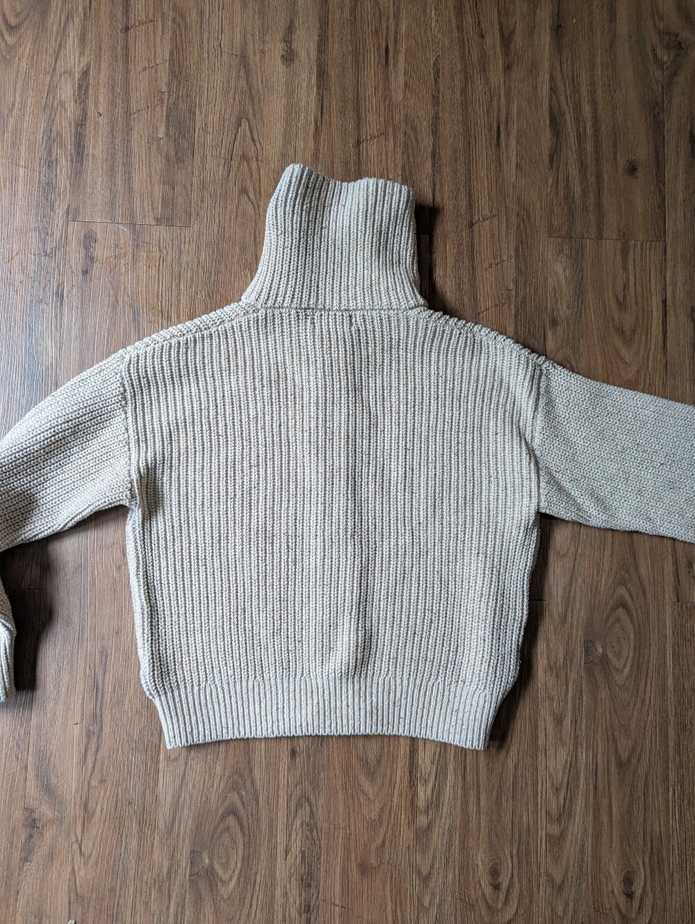 Old Navy Cream Zip-Up Ribbed Knit Women's Sweater Sz M - Picture 5 of 6